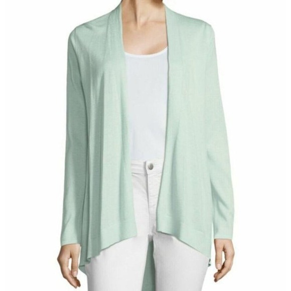 Eileen Fisher Sweaters - Eileen‎ Fisher Linen Blend Open Front Mint Green Cardigan Size Large